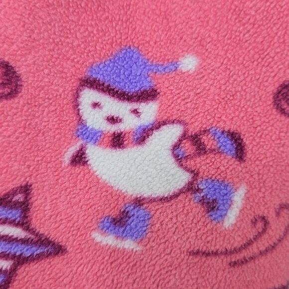 Women's Christmas Pajama 2pc Set Pink Fleece Holiday Sleep Set Sleepwear Polar - Picture 4 of 9